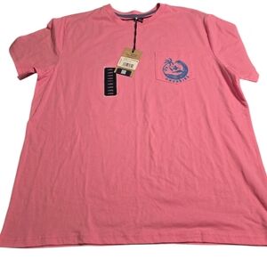 Chubbies Men's Large Hot Pink Pocket Tee with Blue Palm Logo NWT
